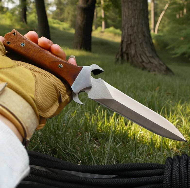 M390 Blade Tactical Hunting Knife Camping Survival Tool EDC Self Defense Combat Knife Leather Sheath