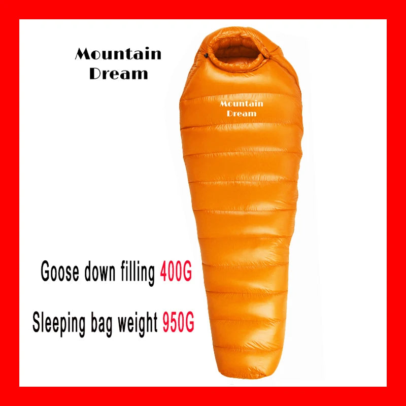 The Extended Goose Down Mummy Sleeping Bag Is Filled With Warm Down And Is Suitable For A Height Above 1.8 Meters.