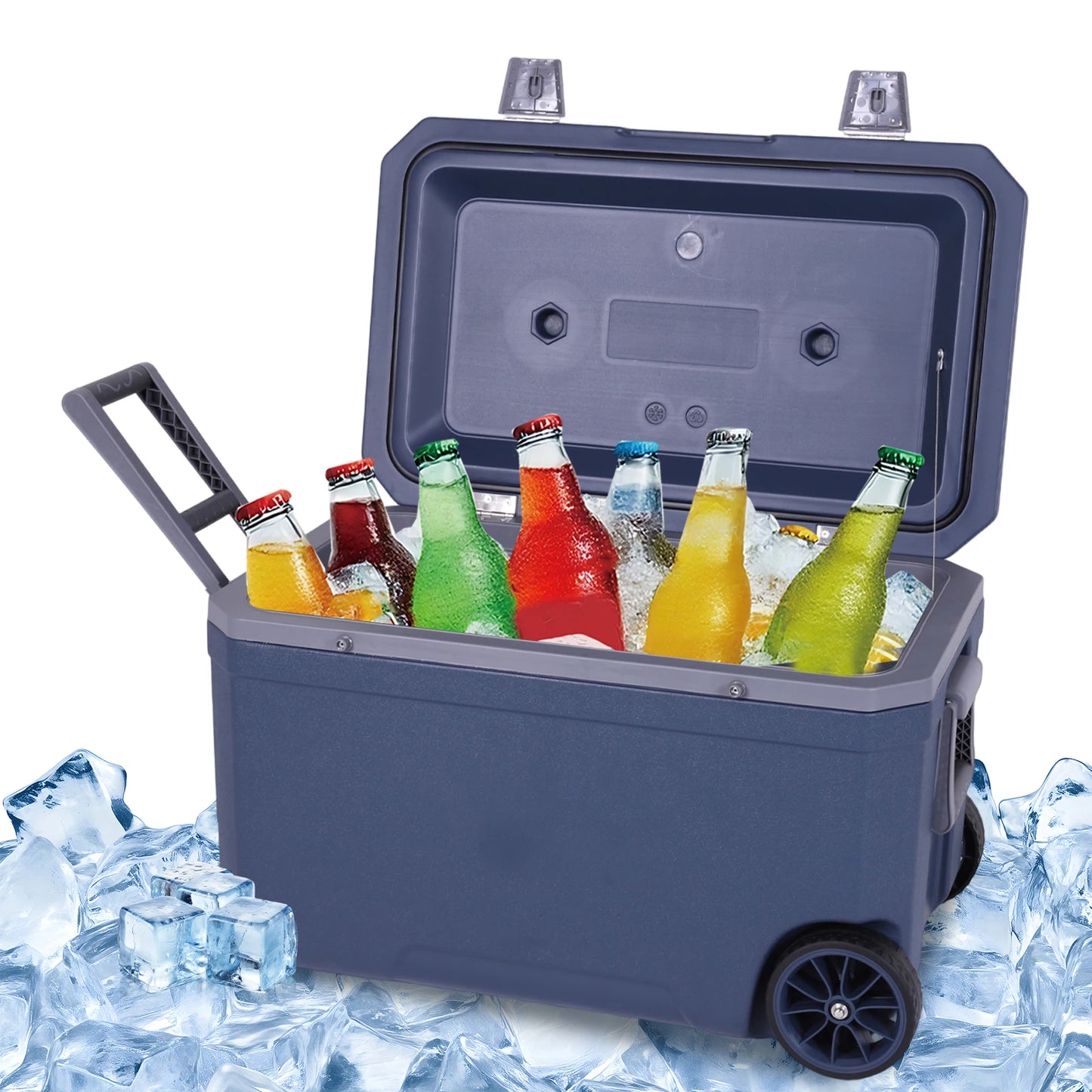 70L Wheeled Cooler 30 Percent Lighter Than Rotomolded Camping Cooler with Handle for Beach Drink Beverage Camping Picnic Fishing