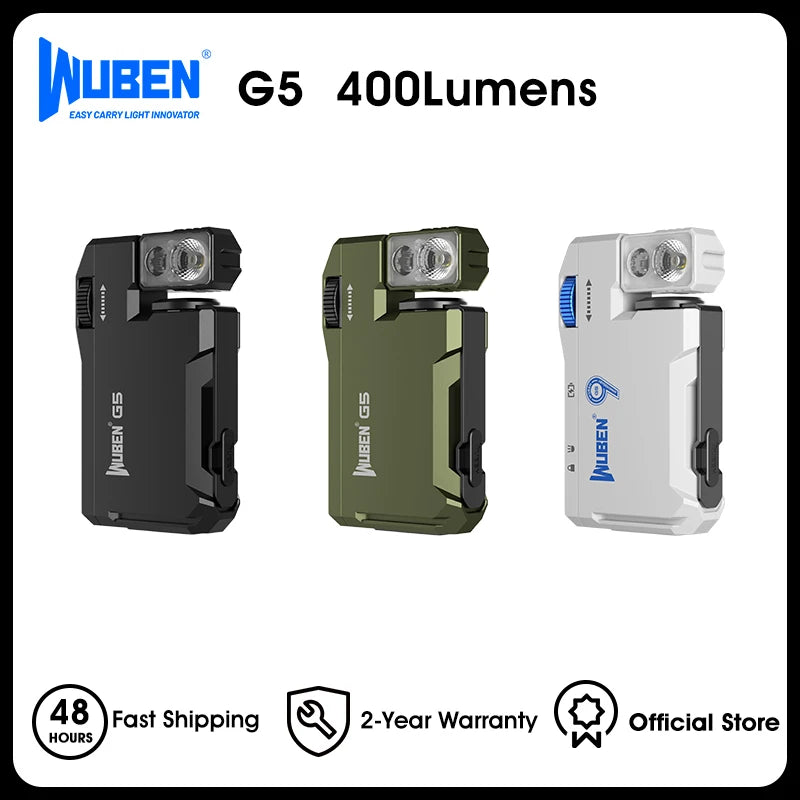 G5 Rechargeable EDC Flashlight, 400 Lumens Dual Light Sources Mini Flashlight with RGB Light, Portable Pocket Flashlights