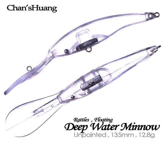20PCS Unpainted Blanks Bait 13.5cm 12.8g Floating  Deep Water Diving Minnow DIY Handmade Artificial Fishing Lure
