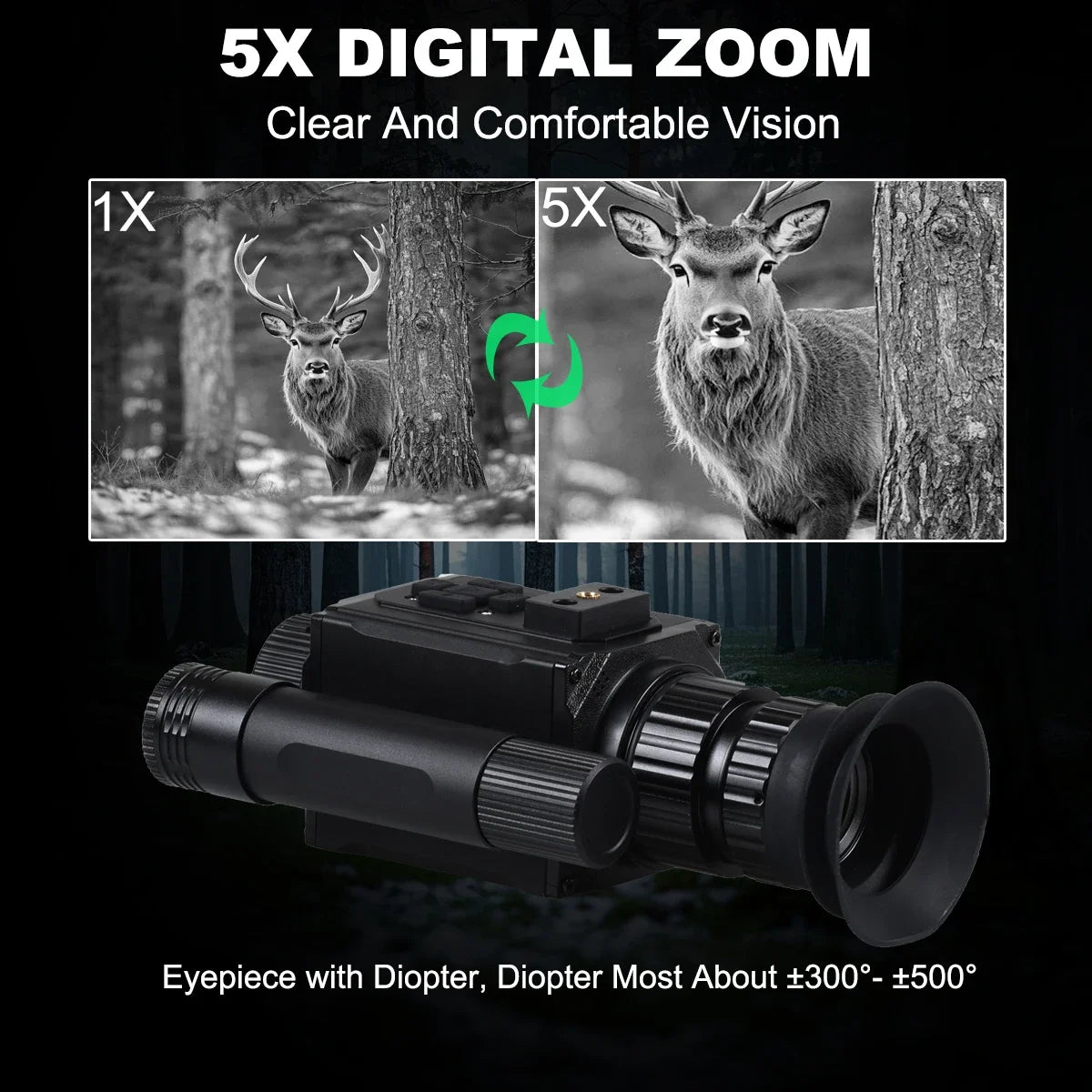NK006 Helmet Night Vision Monocular Long-Distance Infrared 5X Zoom 1080P Digital Hunting Night Vision Goggles Telescope