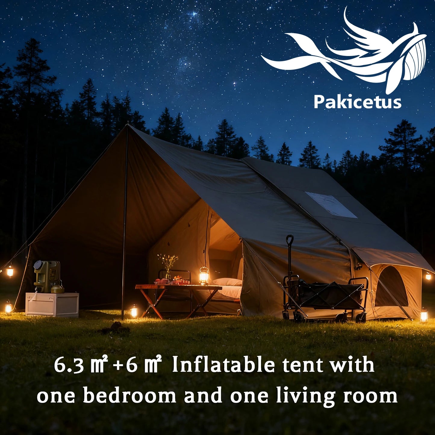 Inflatable camping tent 4-8 people with windows
