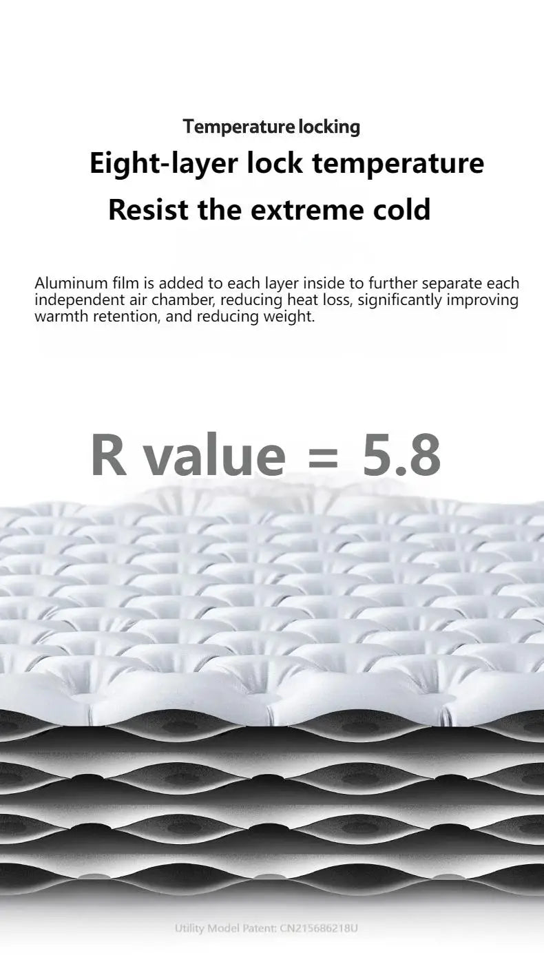 R-value5.8 Inflatable Sleeping Mattress Ultralight Portable Folding Warm Cushion Hiking Outdoor Camping Mat Bed Pad