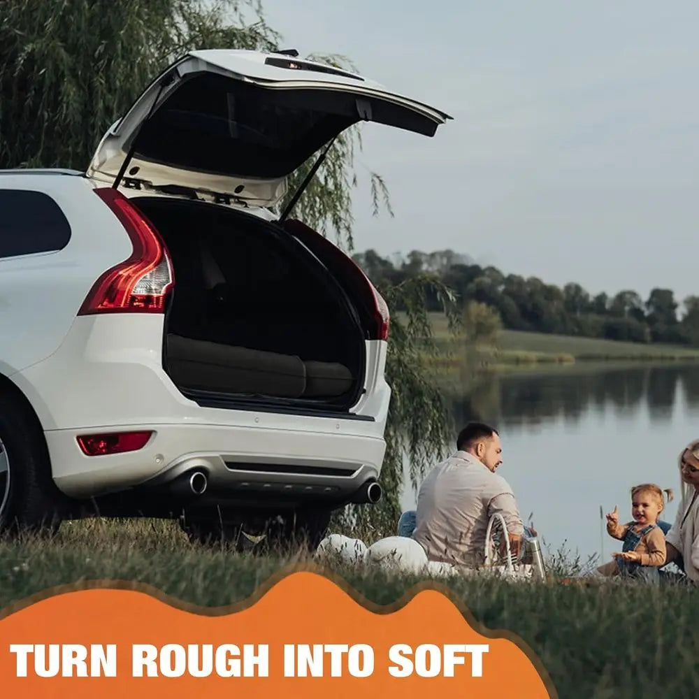 Inflatable Back Seat Air Mattress, Thickened Camping Sleeping Pads with 2 Pillows & Air Pumps, Suitable for Sedan/Truck/SUV, Bla