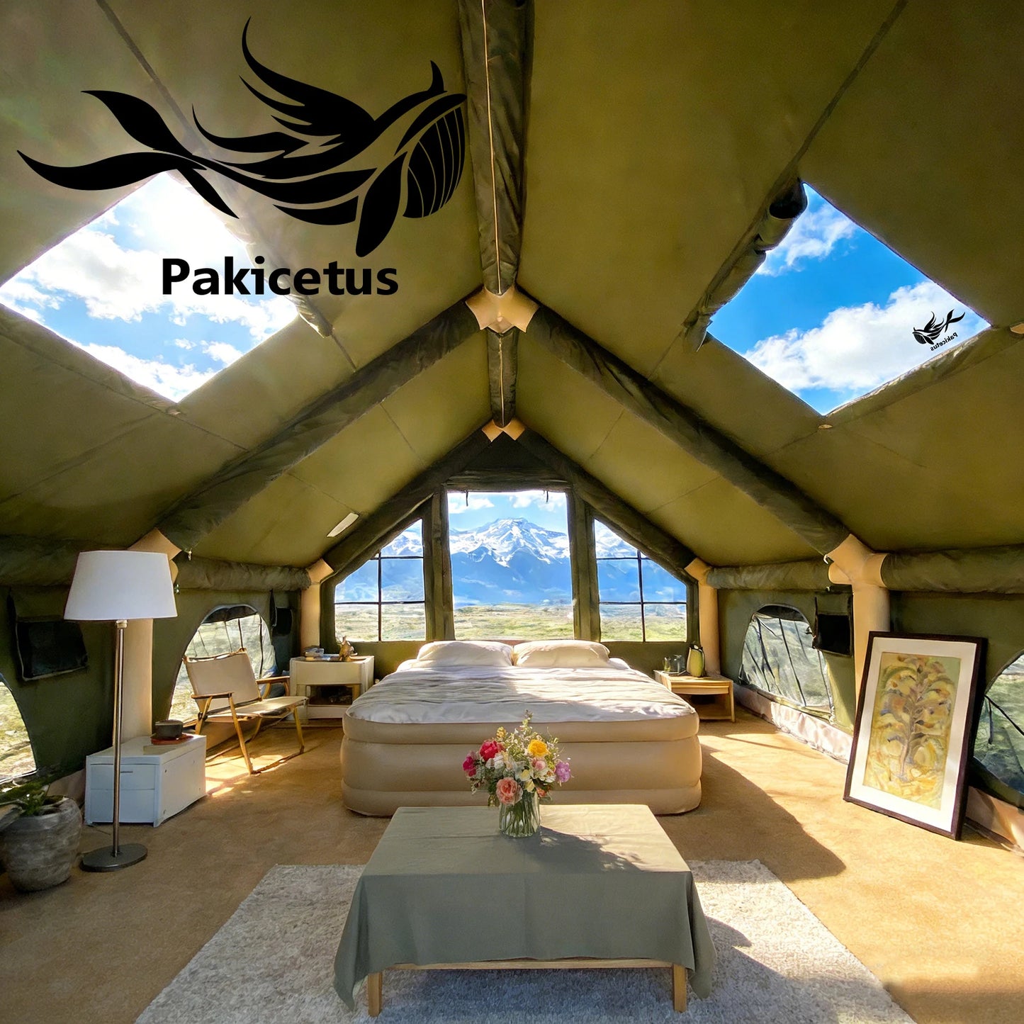 Inflatable camping tent 4-8 people with windows