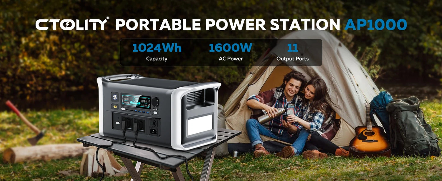 2400W Camping Power Station 2048Wh Lifepo4 1600W 110V AC Output Portable Solar Generator 200W 20.5V Flexible Solar Panel