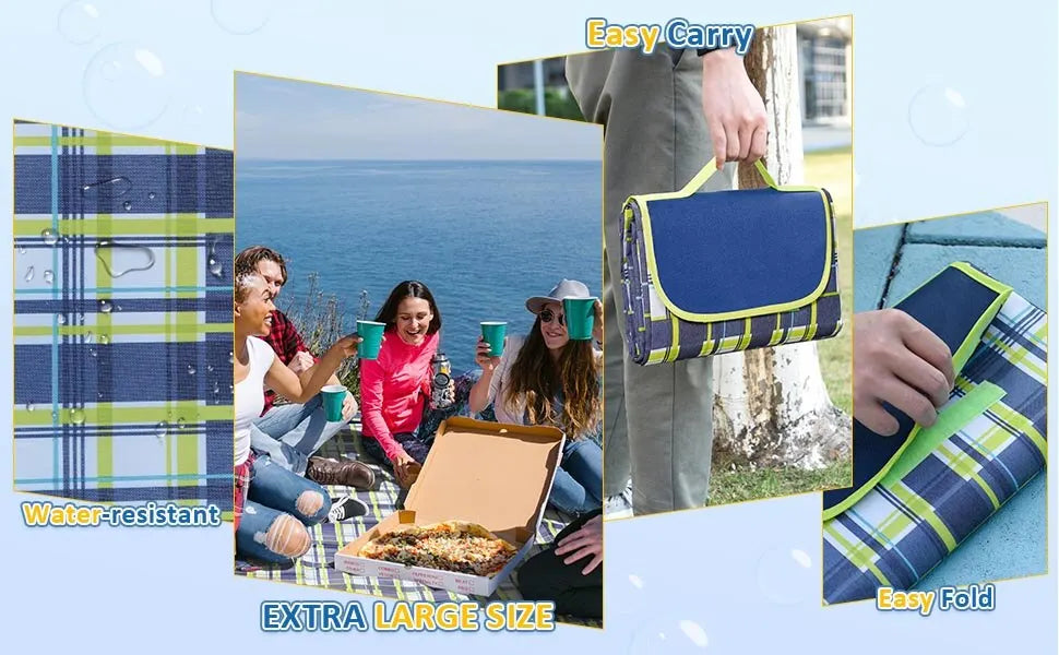 Waterproof Outdoor Picnic Mat Camping Beach Mat Plaid Portable Hiking Travel Sleeping Blanket Folding Grassland Pad Carpet