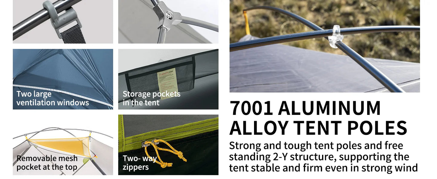 Ultralight Tent 2 Person Waterproof PU3000mm Camping Tent Double Layer Outdoor Travel Hiking Tent