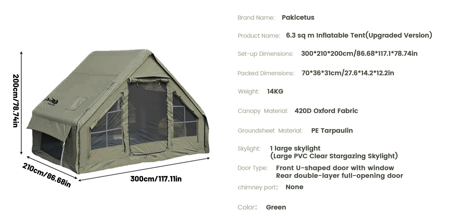 Inflatable camping tent 4-8 people with windows