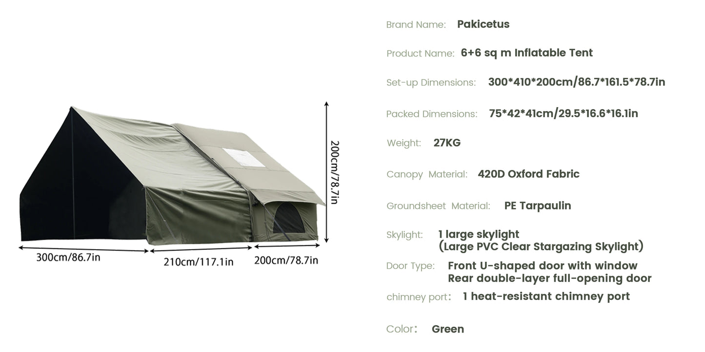 Inflatable camping tent 4-8 people with windows
