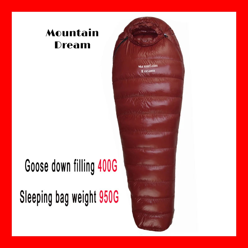 The Extended Goose Down Mummy Sleeping Bag Is Filled With Warm Down And Is Suitable For A Height Above 1.8 Meters.