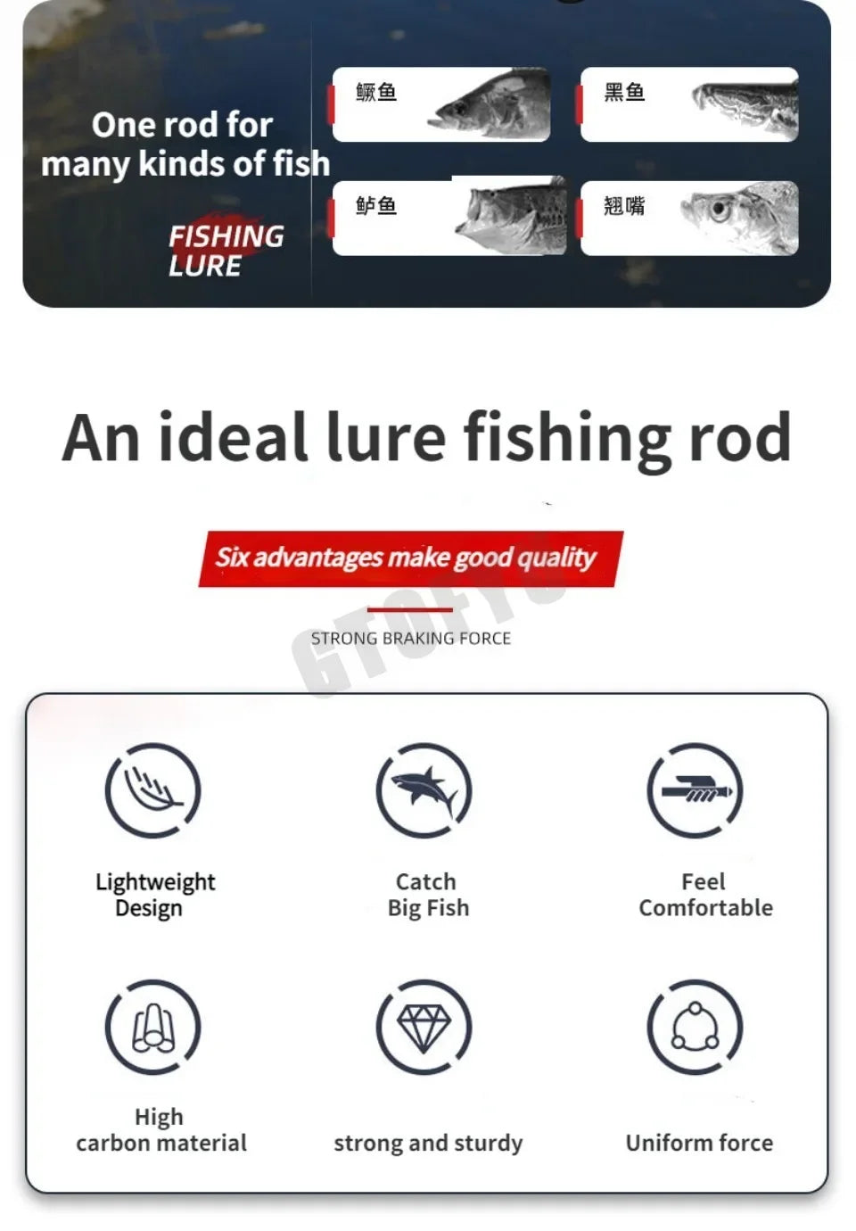 2.1m 2.4m 2.7m Lure Fishing Rod Fuji Ring High Carbon Fiber Spinning Casting Fishing Rod Bait Weight 4-25g Travel Fishing Pole