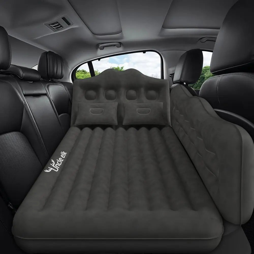 Inflatable Back Seat Air Mattress, Thickened Camping Sleeping Pads with 2 Pillows & Air Pumps, Suitable for Sedan/Truck/SUV, Bla
