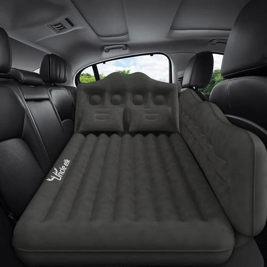 Inflatable Back Seat Air Mattress, Thickened Camping Sleeping Pads with 2 Pillows & Air Pumps, Suitable for Sedan/Truck/SUV, Bla