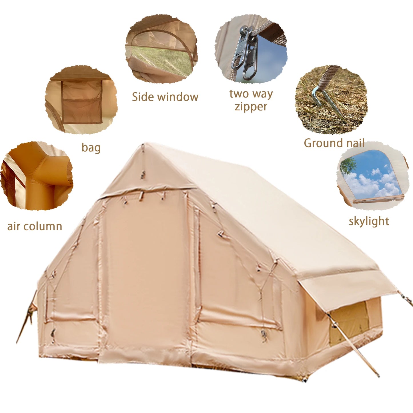 Inflatable camping tent 4-8 people with windows