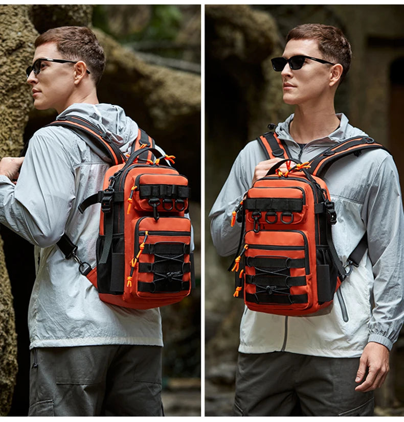 Tactical Fishing Backpack Molle Climbing Hiking Camping Cycling Bag with Rod Holders Lure Men Outdoor Travel Sports Chest Bags
