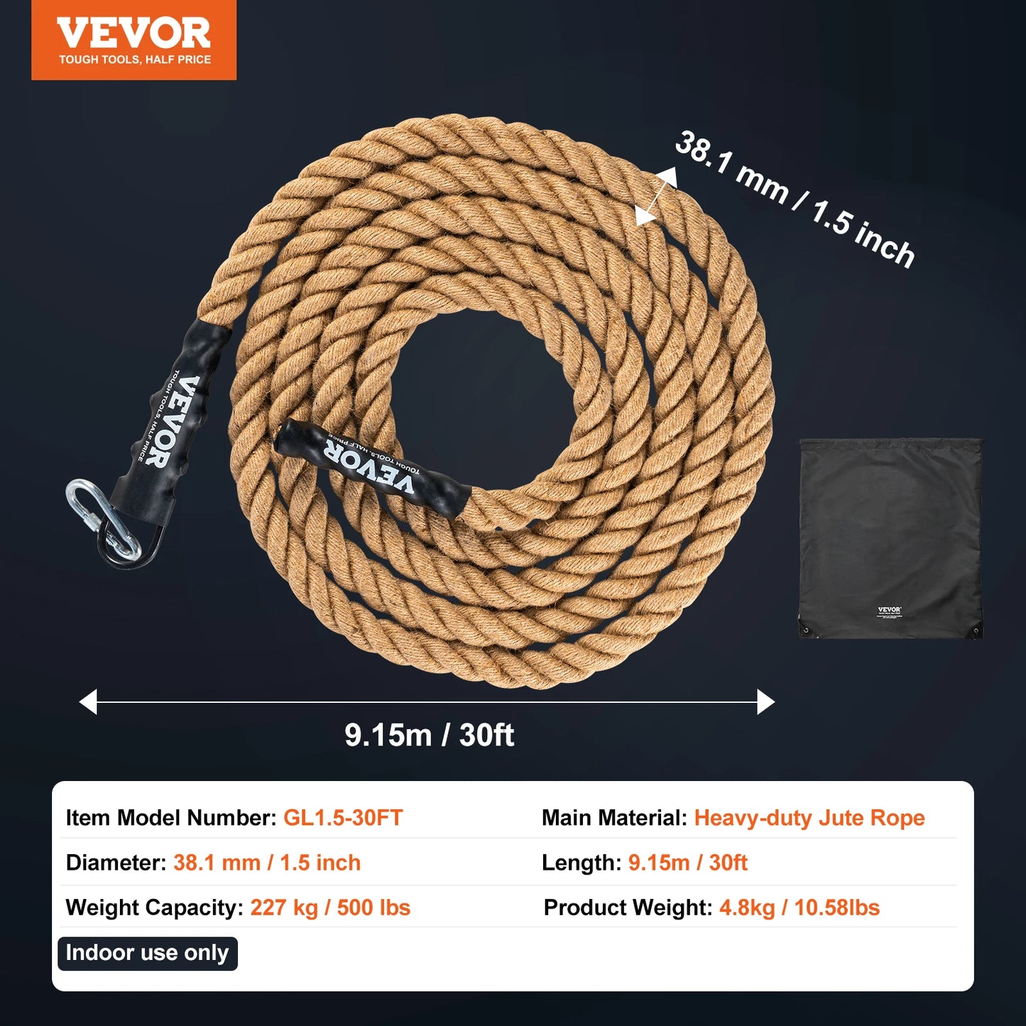 10-30FT Gym Climbing Rope Gym Fitness Training Rope Gym Exercise Workout Rope for Adults, Climbing Rope for Fitness