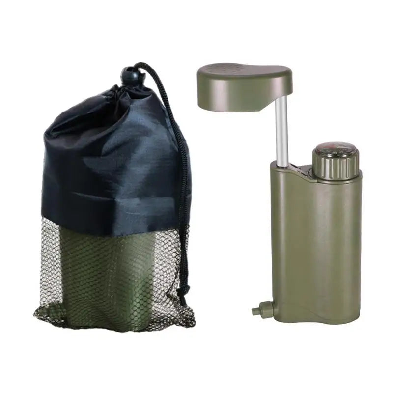 Water Filter Hand Pump 6-Grade Backpacking Water Filter System Lightweight 0.01μm Water Filter Camping Survival With Compass