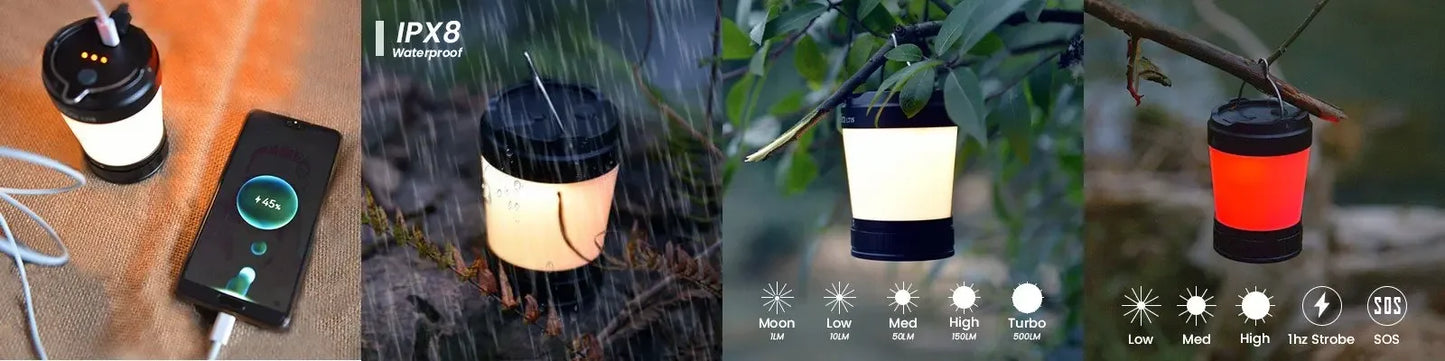 LT1S Camping Light USB C 21700 Rechargeable Powerful Torch Portable Emergency Lantern 2700K-6500K with Reverse Charging