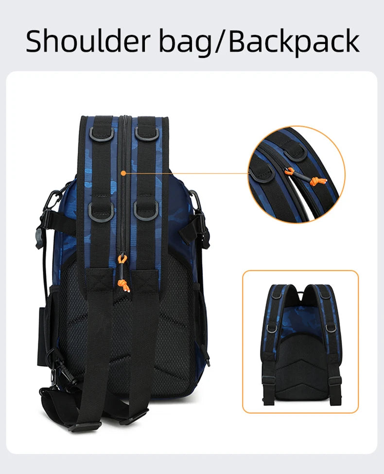 Tactical Fishing Backpack Molle Climbing Hiking Camping Cycling Bag with Rod Holders Lure Men Outdoor Travel Sports Chest Bags