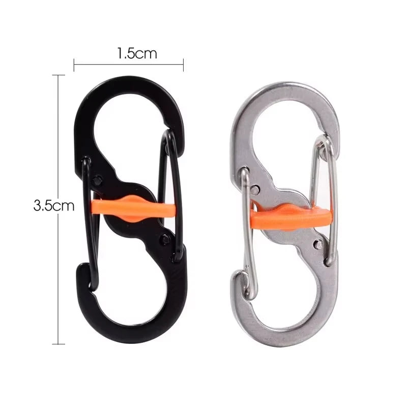 5/10PCS Mini S-Type Locking Carabiner - Outdoor Camping Backpack Buckle, Anti-Theft Keychain Hook & Key-Lock Tool