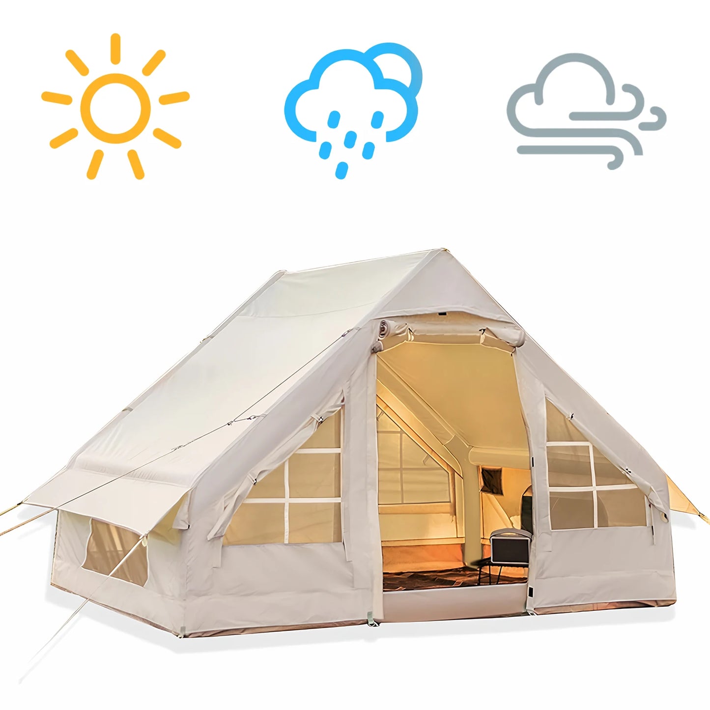 4-6 Person House Self-Supporting Air Tent with Hand Pump Automatic Inflatable Floating Tent Storage Bag for Adults