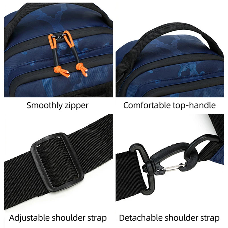 Tactical Fishing Backpack Molle Climbing Hiking Camping Cycling Bag with Rod Holders Lure Men Outdoor Travel Sports Chest Bags