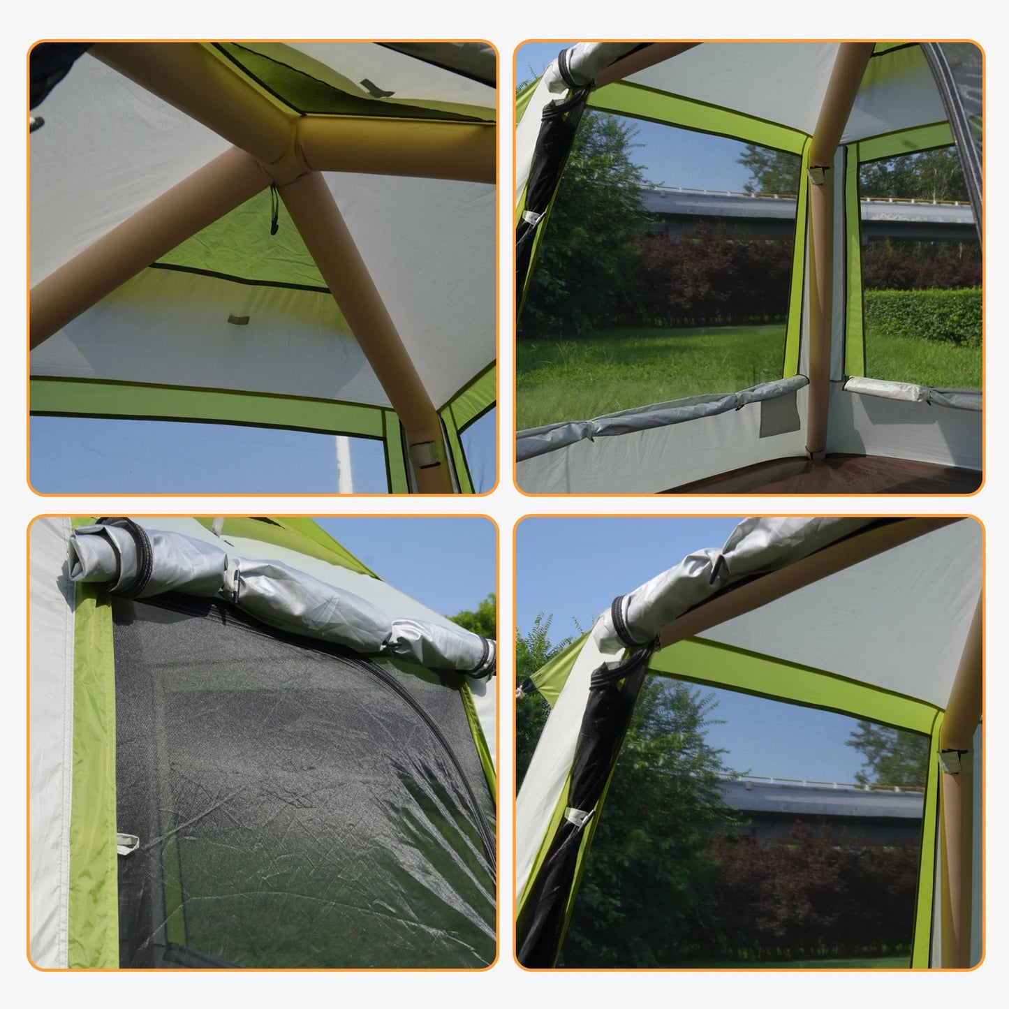 Camping Tent for 2 To 3 Persons Easy Setup Inflatable House Tent Oxford Waterproof with Mesh Windows for Backpacking and Hiking