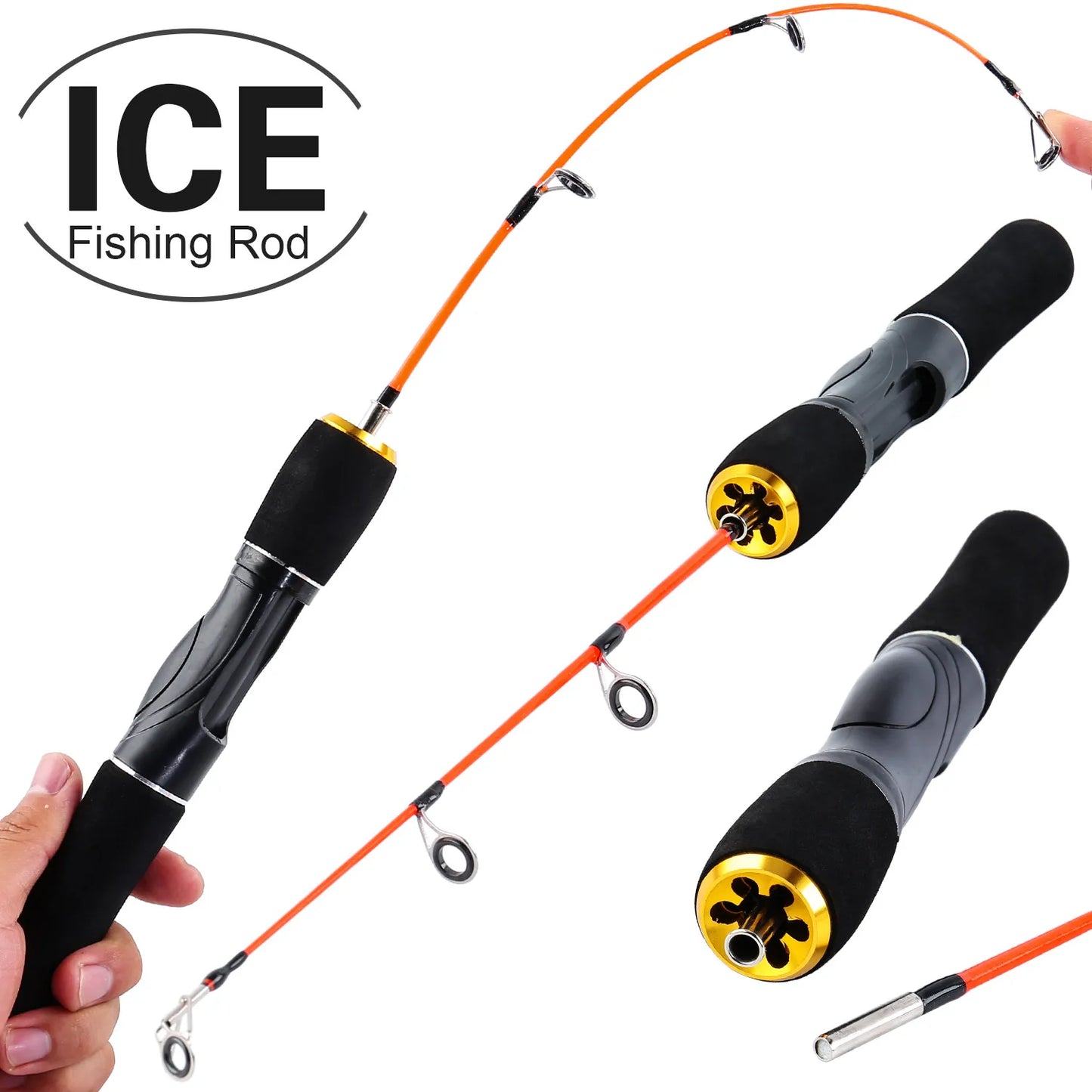 Sougayilang Ice Fishing Rod 50cm Ultralight Winter Shrimp Ice Fishing Pole Portable Spinning Casting Fishing Pole Fishing Tackle