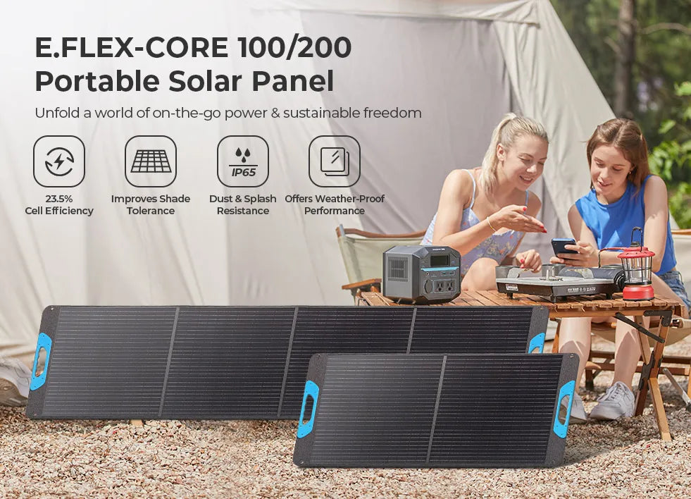 200W Portable Solar Panel, IP65 Waterproof Foldable Solar Panel Power Backup, Solar Charger for Camping