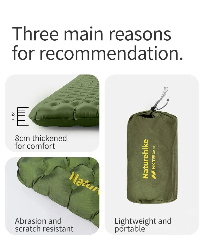 R4.6 Inflatable Mattress Outdoor Camping Ultralight Sleeping Pad Single Folding TPU Nylon Hiking Moisture-proof Mat