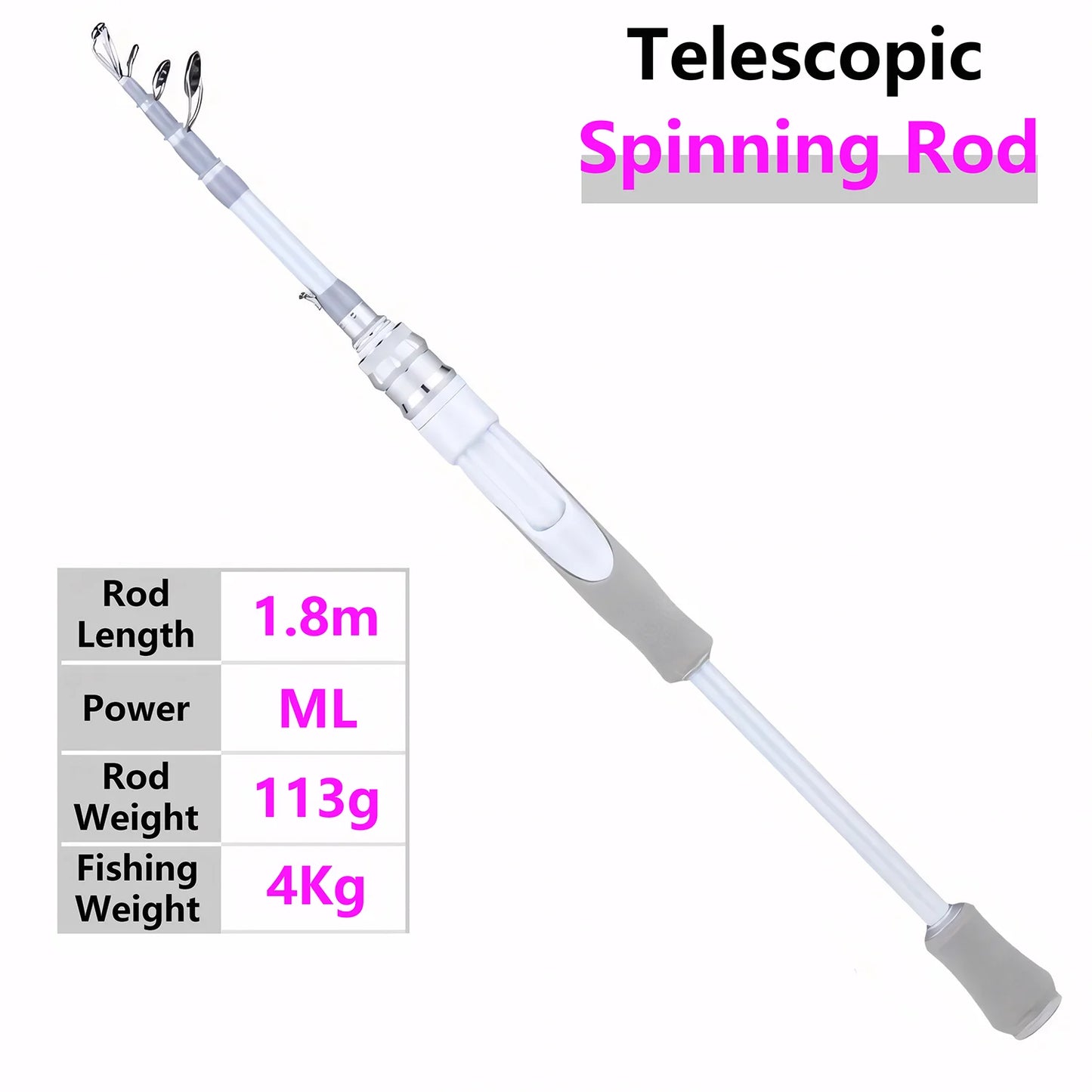 White Carbon Fiber Lure Fishing Rod,UL ML M Ultralight Spinning and Casting Rod,Trout,Bass,Carp Fishing Rod,Stream Fishing Pole