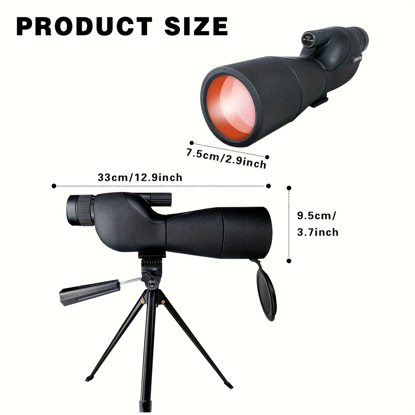 25-75x60 Spotting Scopes for Target Shooting with Tripod Carrying Bag Phone Adapter Straight Spotter Scope Monocular Telescope f