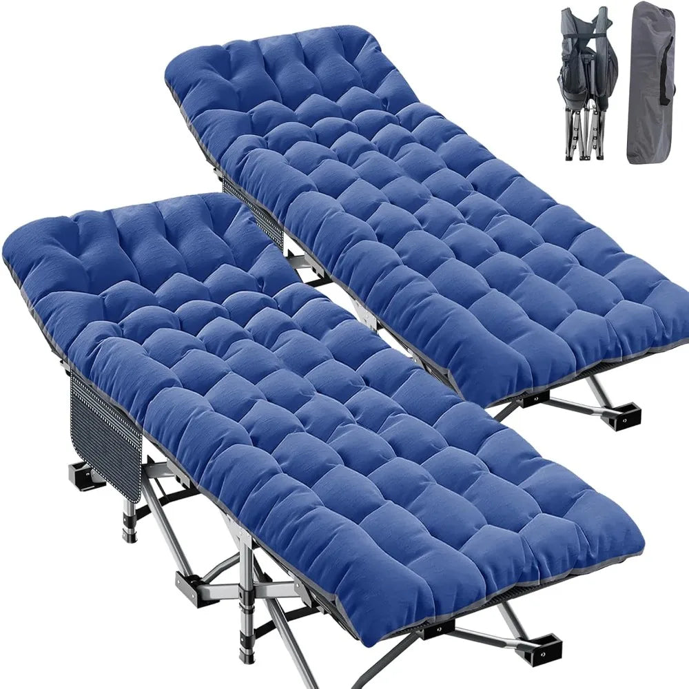 XXL Camping Cot for Adults 900LBS - 78"×32" Oversized Folding Bed with Mattress Pad, Heavy Duty