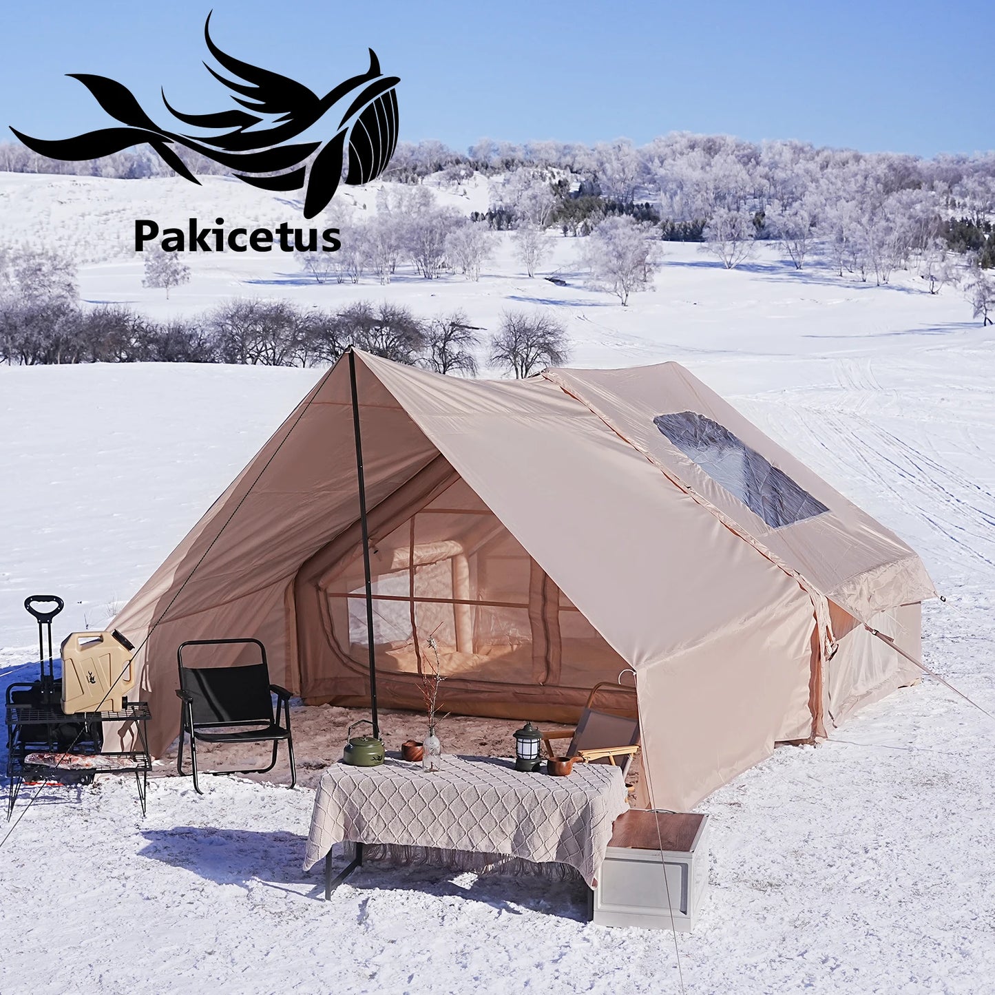 Inflatable camping tent 4-8 people with windows