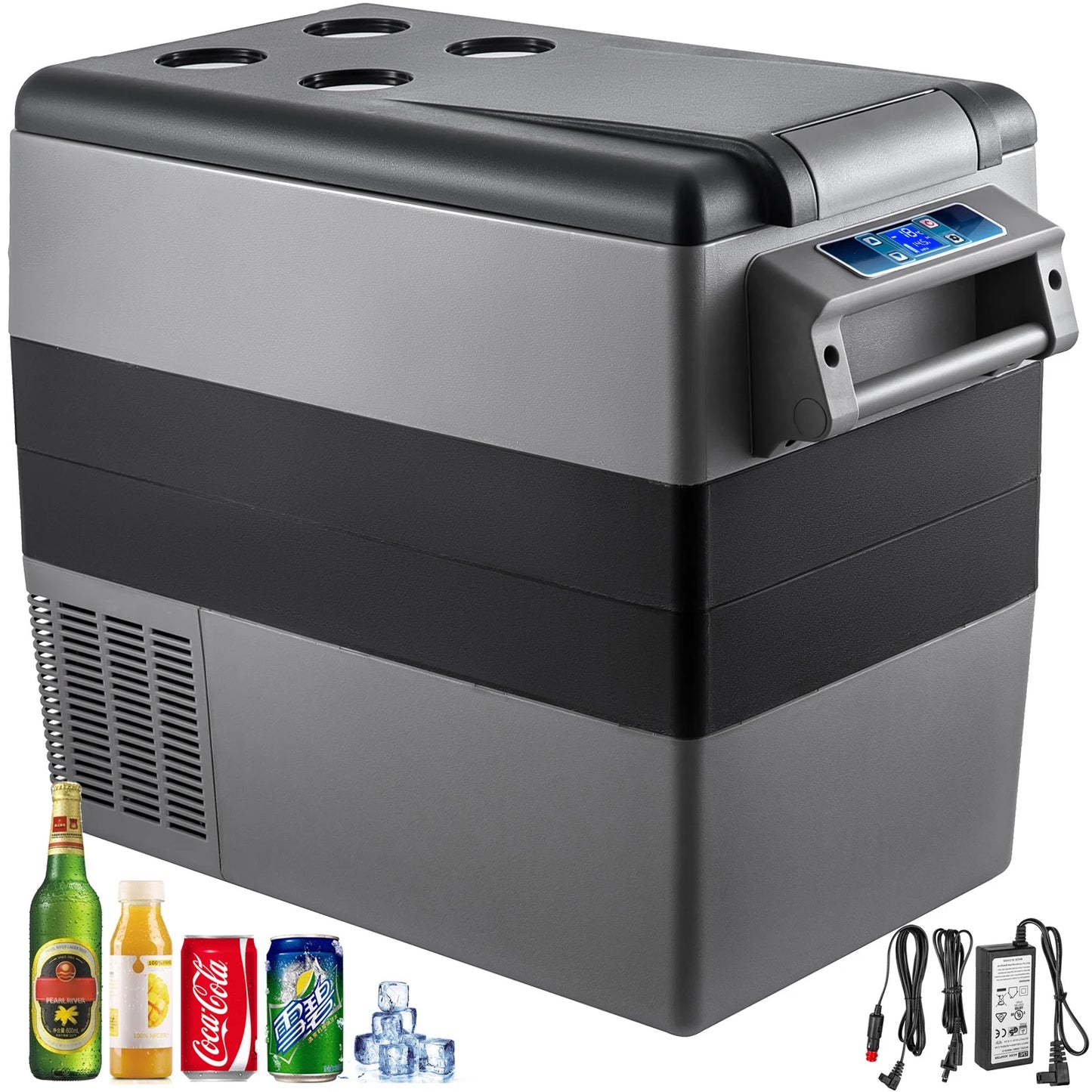 55L Car Refrigerator Mini Fridge Freezer Portable Compressor Cooler DC 110-240V Ice Box for Camping Picnic