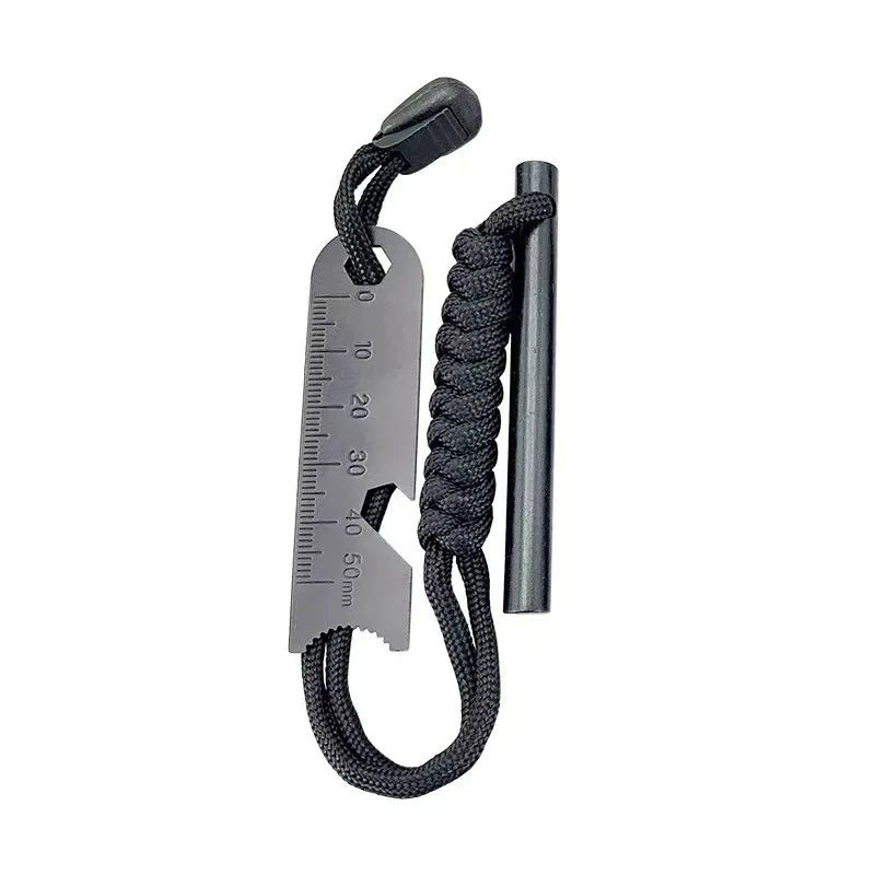 Outdoor Survival Fire Starter Multifunctional Ferrocerium Rod with Paracord & Scraper, Camping Emergency Flint Fire Steel