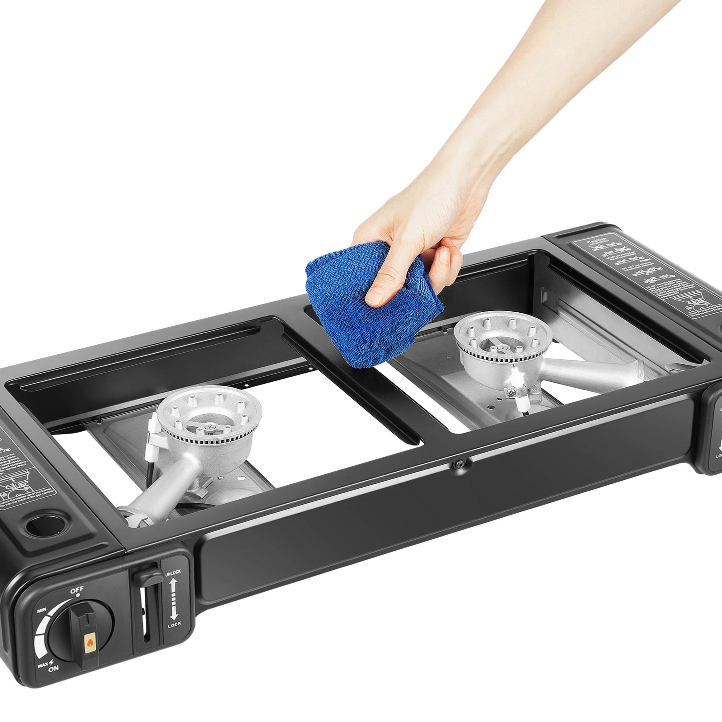 2500W Portable Camping Stove 2 Burners Camping Stove with Baking Tray&Portable Case use  Butane or LPG Home Application Outdoor