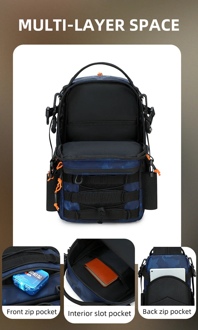 Tactical Fishing Backpack Molle Climbing Hiking Camping Cycling Bag with Rod Holders Lure Men Outdoor Travel Sports Chest Bags