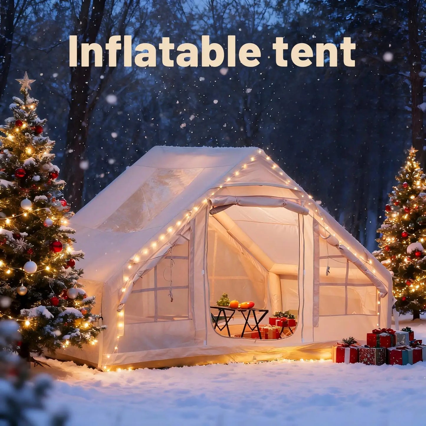 Inflatable camping tent 4-8 people with windows
