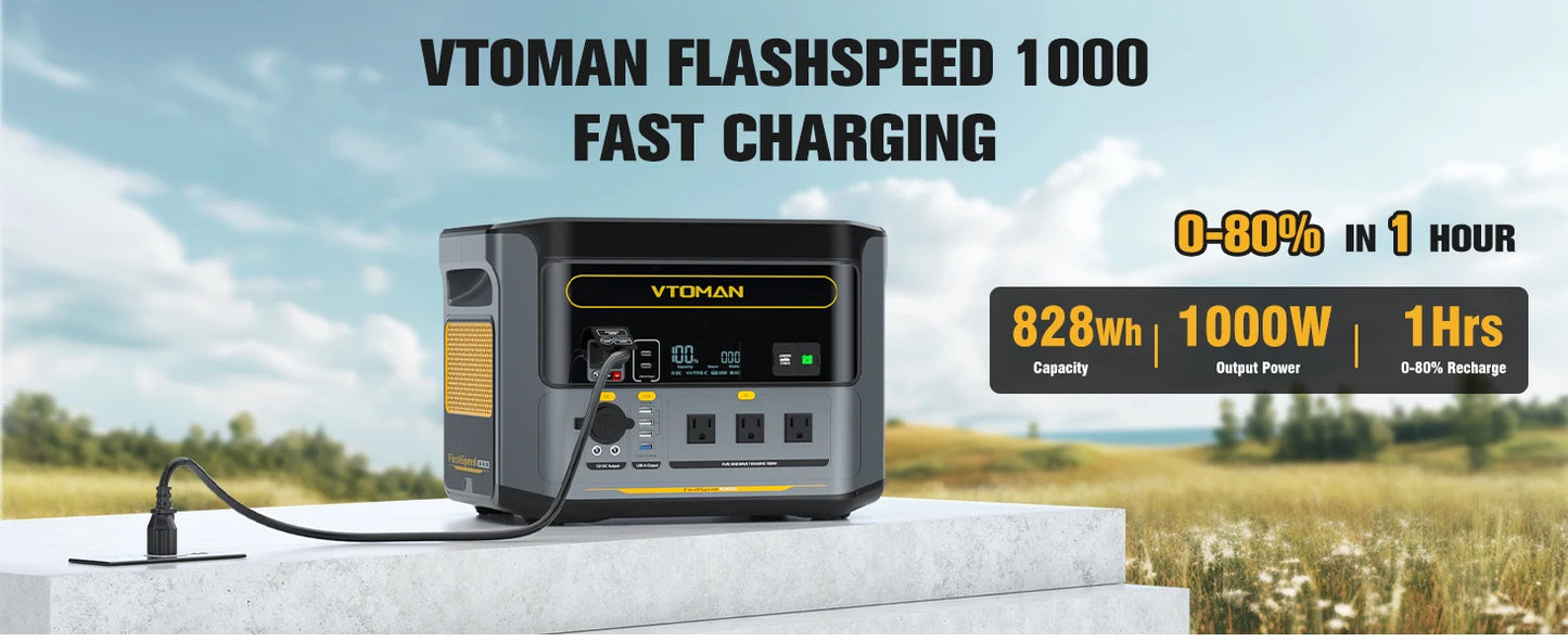 FlashSpeed 1000 Portable Power Station 2000W 828Wh LiFeP04 Battery For Outdoor Camping Tent Travel