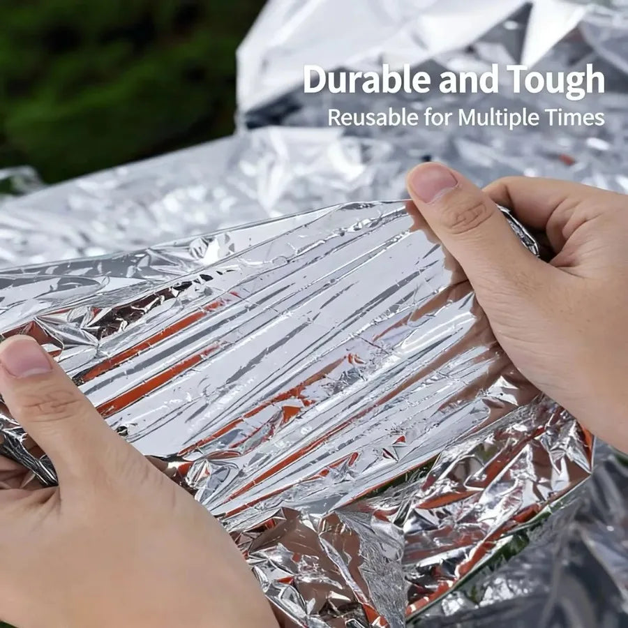 Double-Sided Emergency Thermal Blanket – Lightweight Windproof Waterproof Foil for Camping, Survival, Travel & First Aid