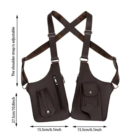 Anti Theft Double Shoulder Underarm Bag PU Leather Shoulder Bag multi-pocket Wallet Holster Bag For Mobile Phone Small Goods