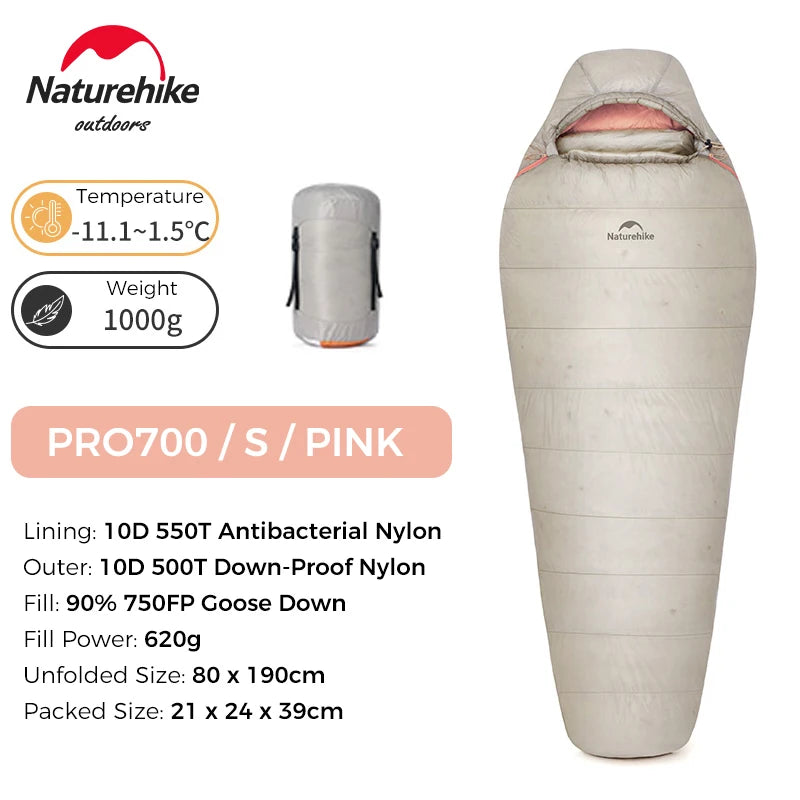 Naturehike Alpine PRO Goose Down Sleeping Bag Lightweight Mummy Sleeping Bag Winter Thick Camping Hiking Backpacking Equipment
