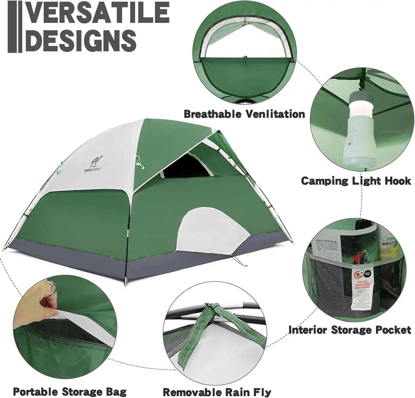 2-5 Person Waterproof Camping Tent, Lightweight Portable Dome Tent for Outdoor Hiking and Backpacking