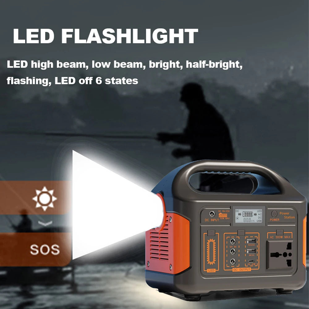 300W 500W 460.8Wh Portable Power Station Solar Generator AC 110V Emergency Power
