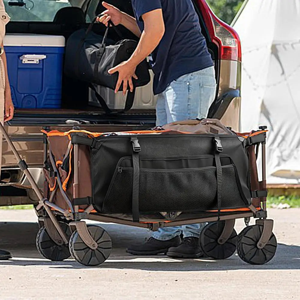 Folding Travel Cart Side Bag Folding Camping Side Bag Oxford Cloth Garden Cart Side Pockets for Outdoors Camping Picnics Beach