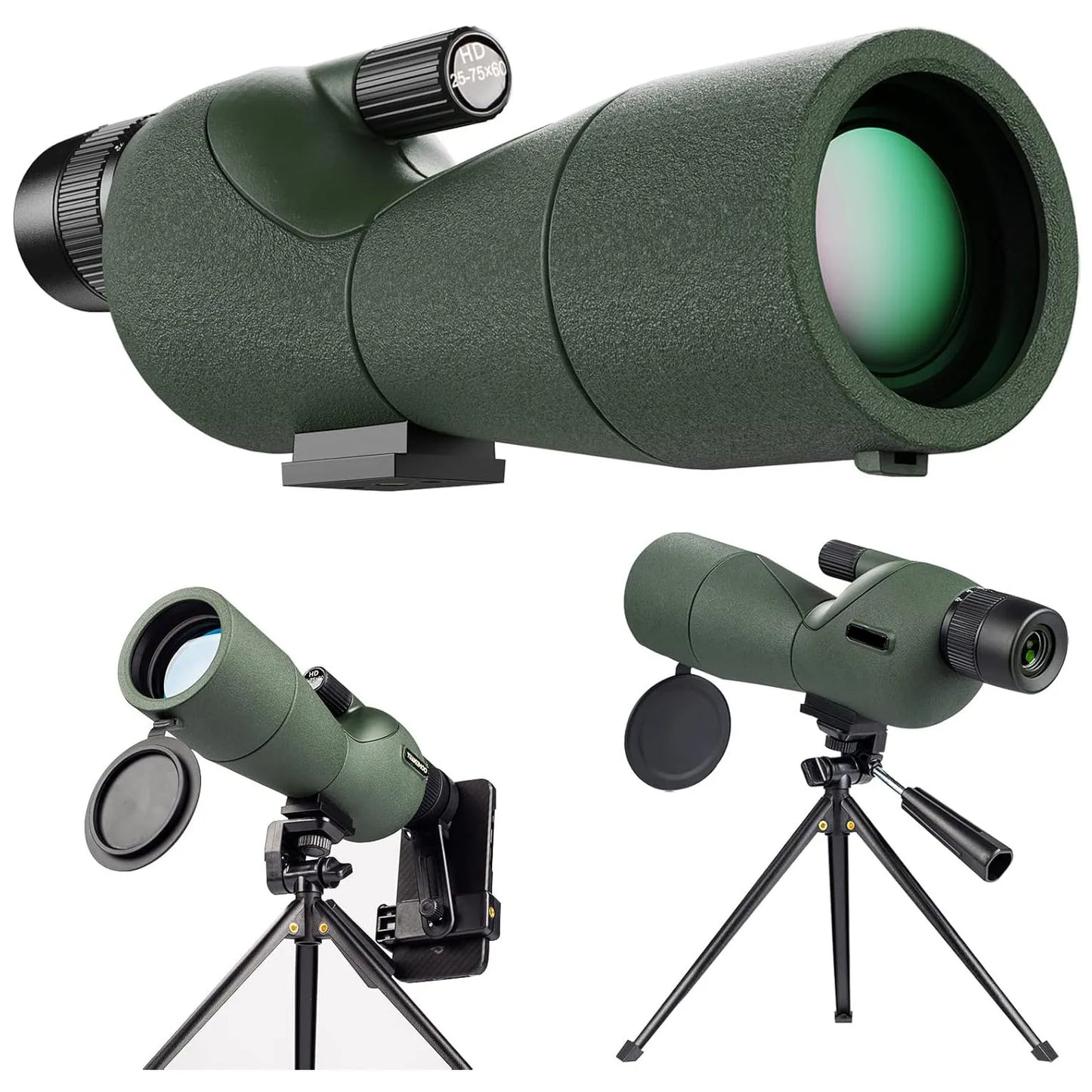 25-75x60 Spotting Scopes for Target Shooting with Tripod Carrying Bag Phone Adapter Straight Spotter Scope Monocular Telescope f