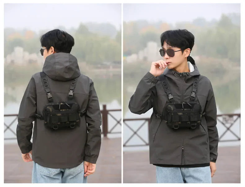 Tactical Chest Vest Bag Backpack Front Rig Pouch Outdoor Camping Cycling Hiking Hunting Climbing Fishing Lure Travel Fanny Pack